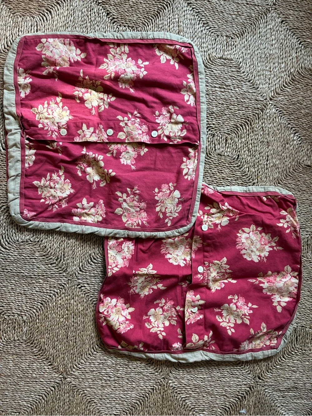 Vintage floral cottage red pillowcases